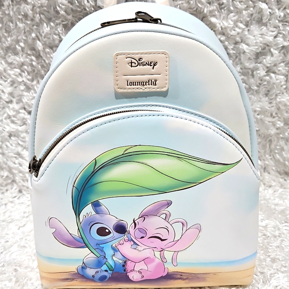 Loungefly Lilo And Stitch Leaf Beach Date with Angel mini Backpack